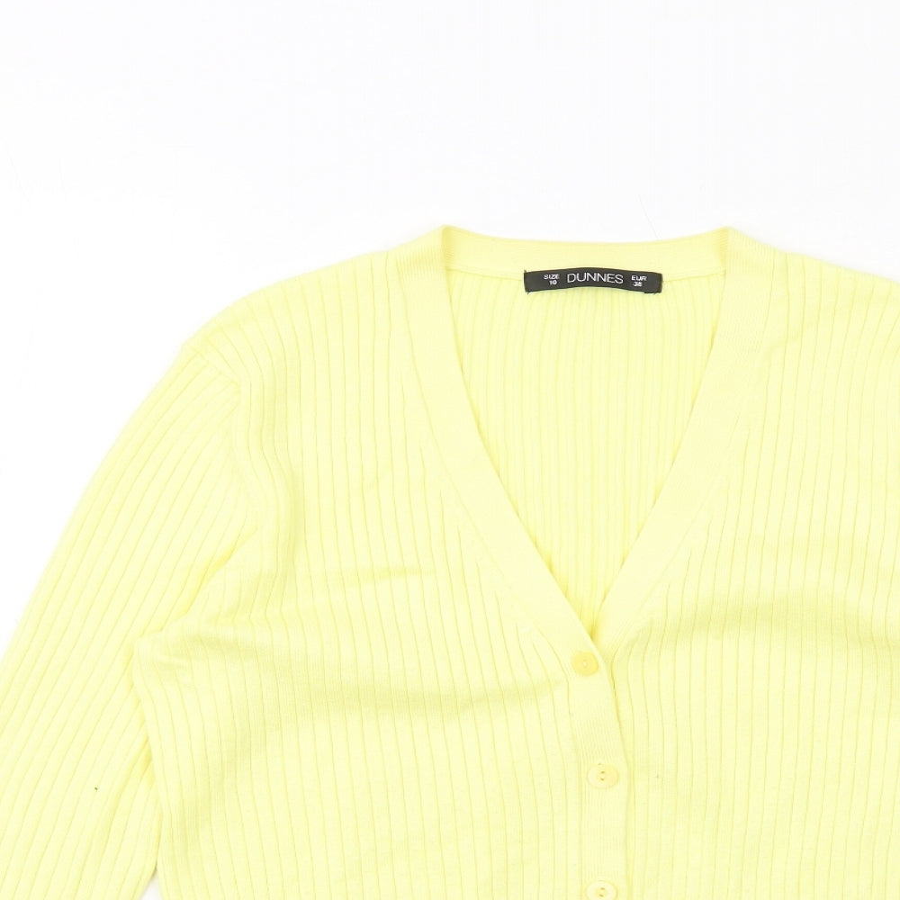 Dunnes Stores Womens Yellow V-Neck Viscose Cardigan Jumper Size 10
