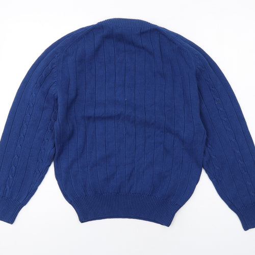 Colourways Womens Blue Round Neck Cotton Pullover Jumper Size 8