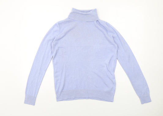 Marks and Spencer Womens Blue Roll Neck Acrylic Pullover Jumper Size 10