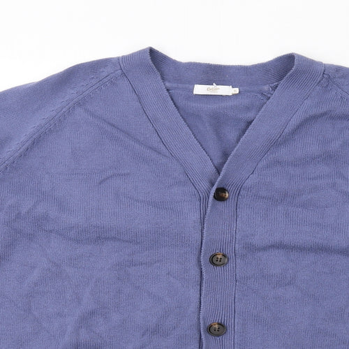 Cotton Traders Mens Blue V-Neck Cotton Cardigan Jumper Size XL Long Sleeve