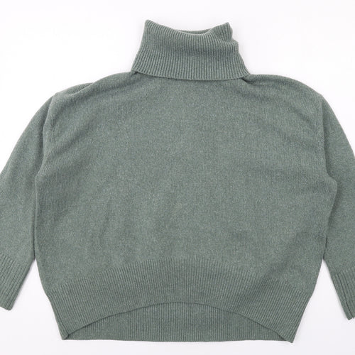 H&M Womens Green Roll Neck Polyester Pullover Jumper Size XS