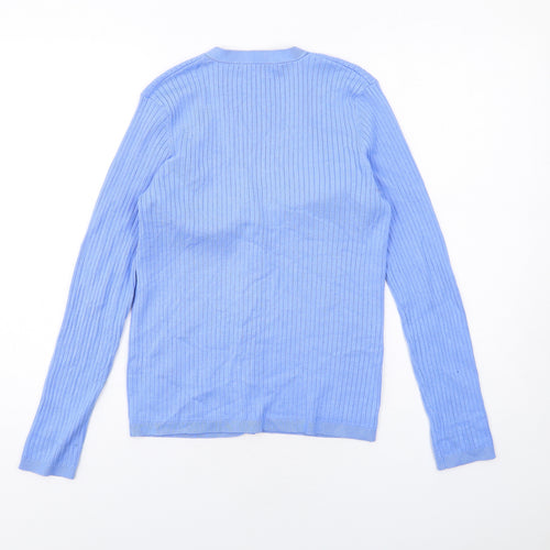Dunnes Stores Womens Blue V-Neck Viscose Cardigan Jumper Size 10