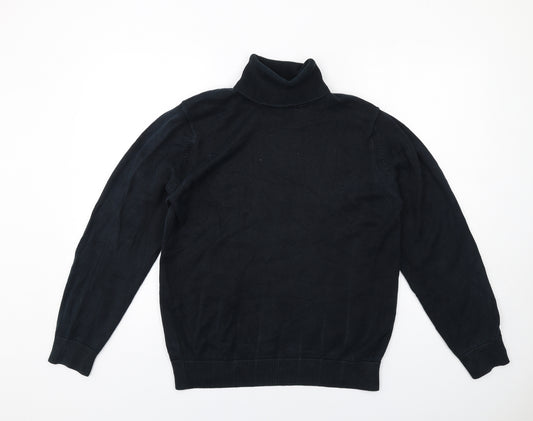 Esprit Mens Black Roll Neck Cotton Pullover Jumper Size M Long Sleeve
