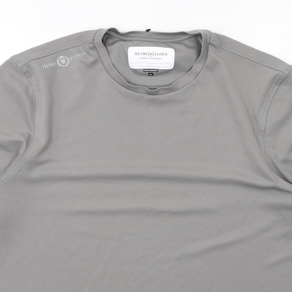 Henri Lloyd Mens Grey Polyester T-Shirt Size XL Round Neck
