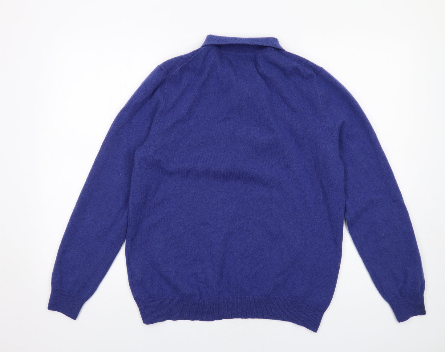 Woolovers Womens Blue Collared Wool Pullover Jumper Size M