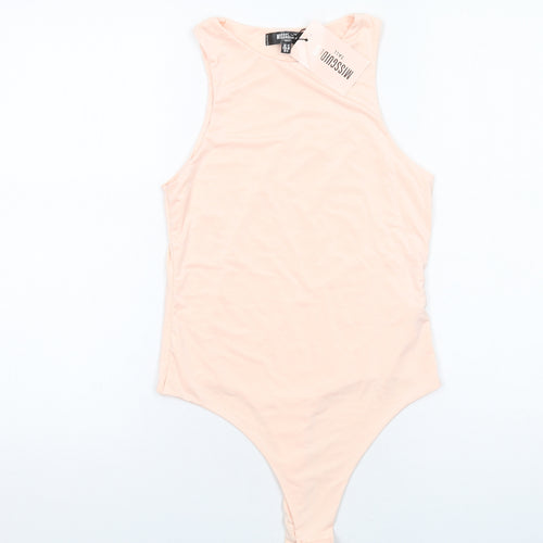 Missguided Womens Pink Polyester Bodysuit One-Piece Size 12 Snap
