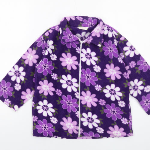Auntie Jane Girls Purple Floral Jacket Size 5-6 Years Zip