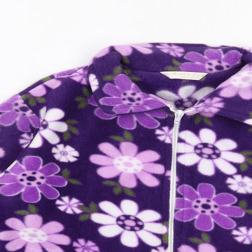 Auntie Jane Girls Purple Floral Jacket Size 5-6 Years Zip