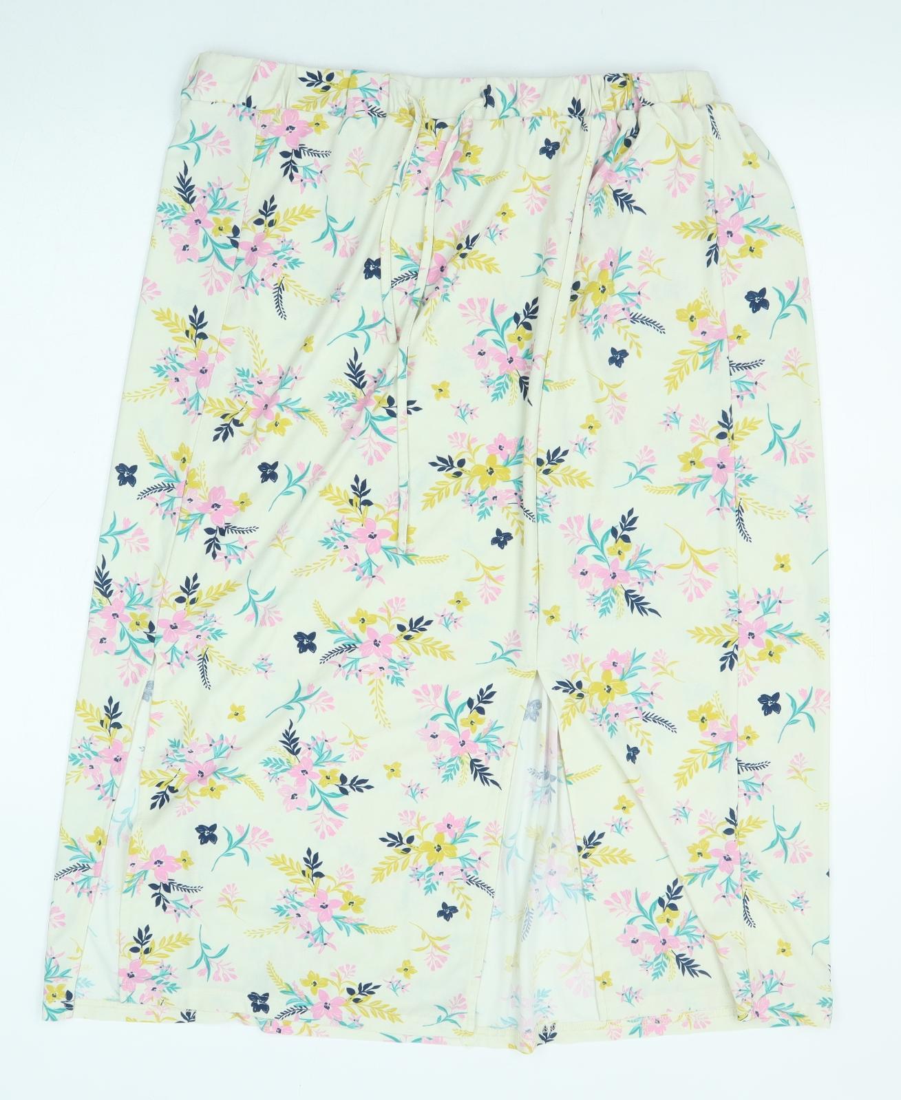 Pebble Bay Womens Multicoloured Floral Polyester A-Line Skirt Size 16