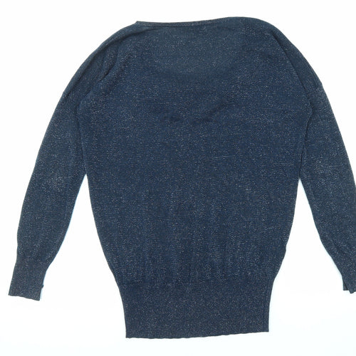 Oasis Womens Blue Cowl Neck Viscose Pullover Jumper Size S