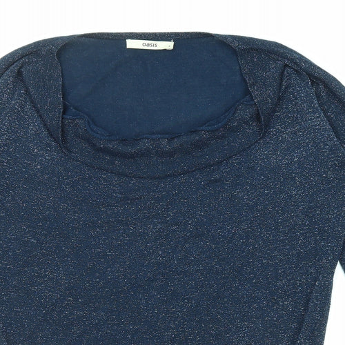 Oasis Womens Blue Cowl Neck Viscose Pullover Jumper Size S