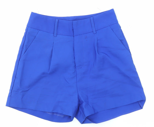 Lucy Wang Womens Blue Polyester Basic Shorts Size S L3 in Regular Zip
