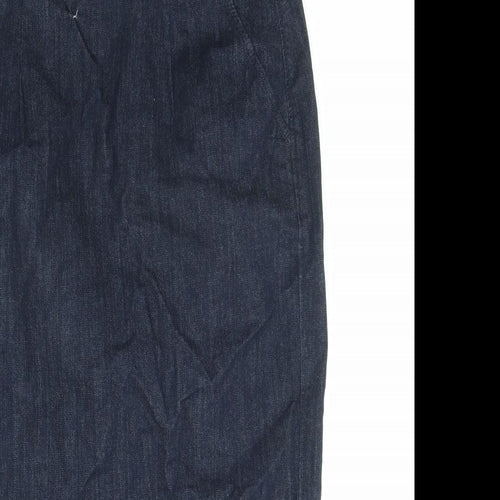 Marks and Spencer Womens Blue Cotton Straight & Pencil Skirt Size 12 Zip