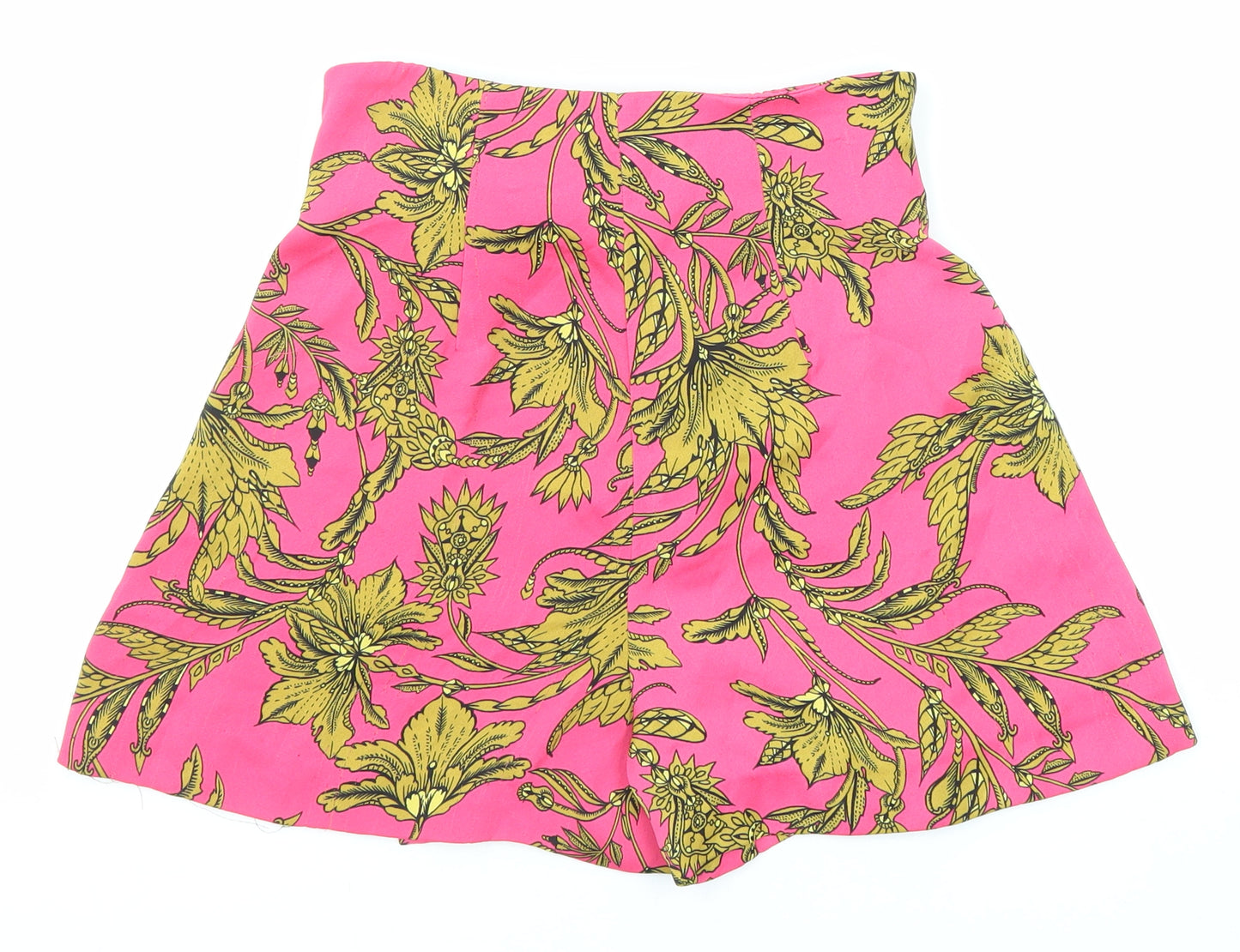 River Island Womens Pink Floral Polyester Basic Shorts Size 8 L3 in Regular Pull On - Belted
