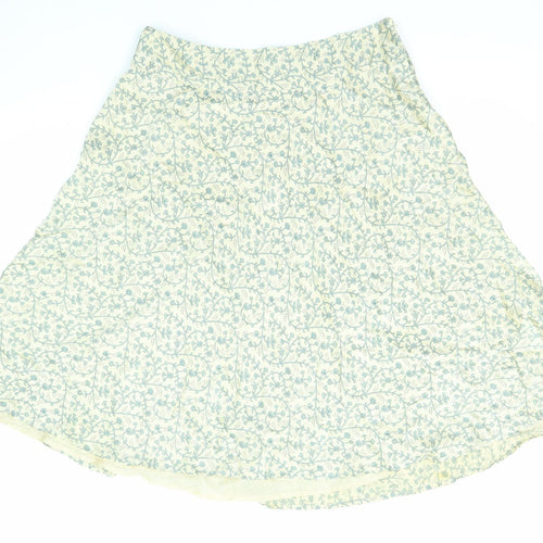 Principles Womens Beige Floral Silk Swing Skirt Size 14 Zip