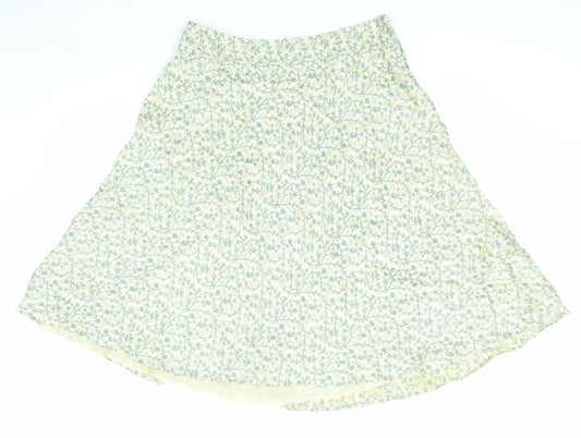 Principles Womens Beige Floral Silk Swing Skirt Size 14 Zip