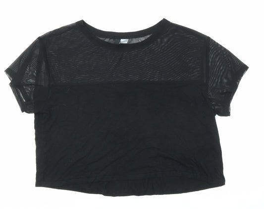 Divided by H&M Womens Black Polyester Basic T-Shirt Size S Round Neck