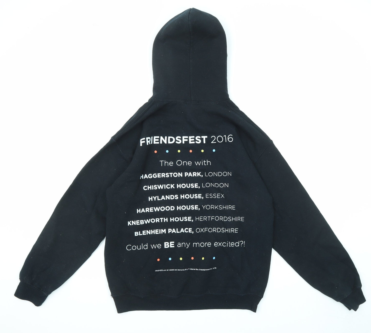 Friends Mens Black Cotton Pullover Hoodie Size M - Friendsfest 2016