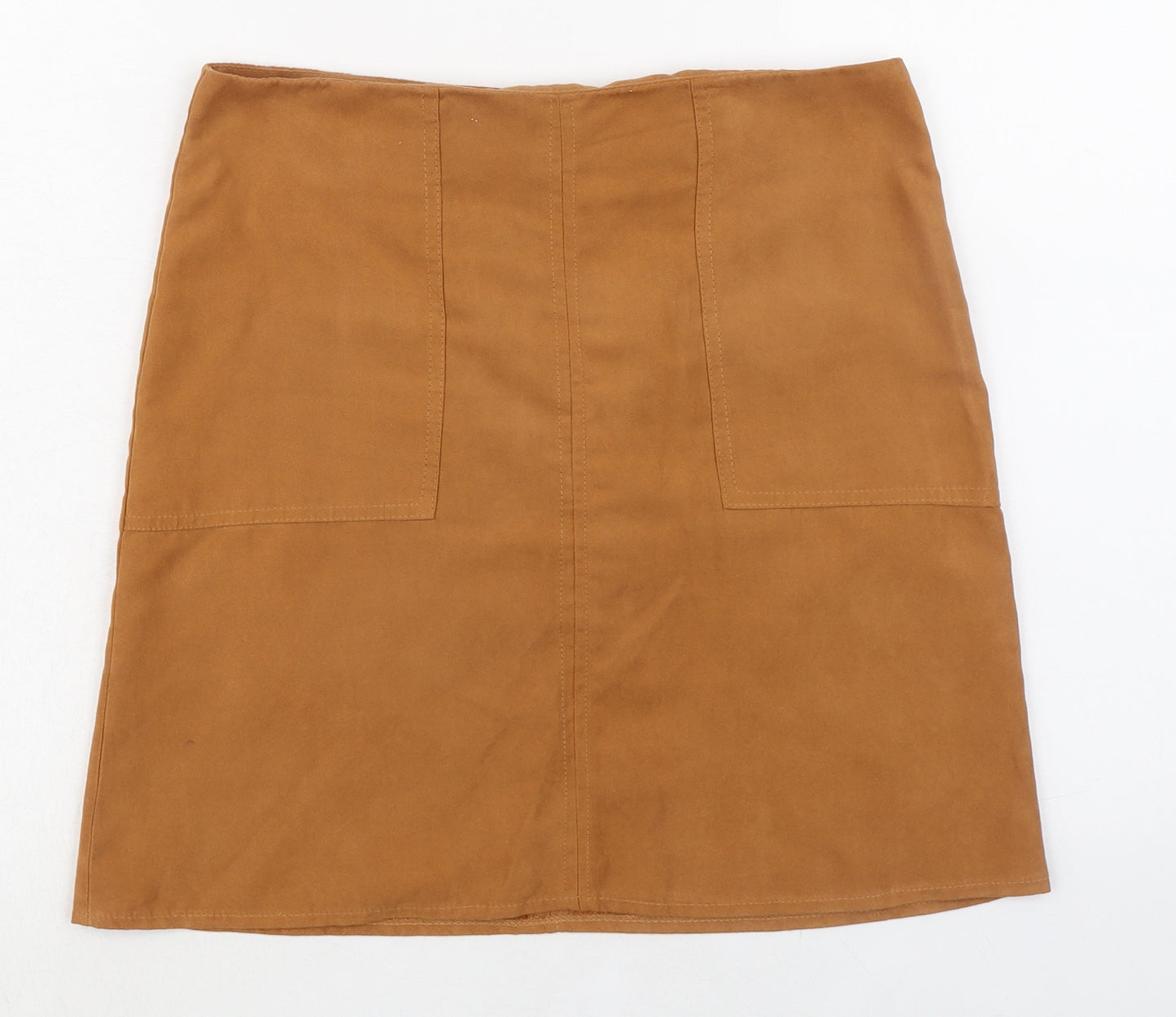 Dorothy Perkins Womens Brown Polyester A-Line Skirt Size 10 Zip