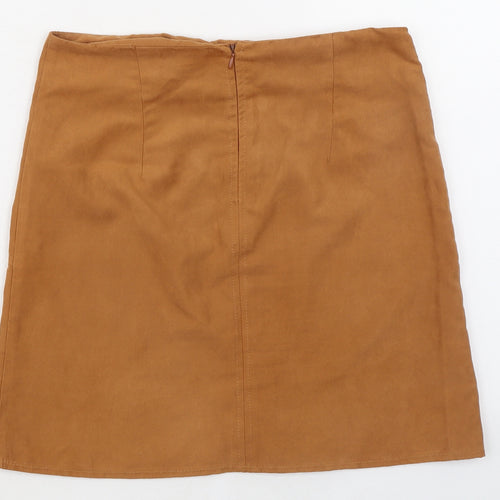 Dorothy Perkins Womens Brown Polyester A-Line Skirt Size 10 Zip