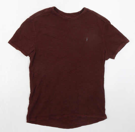 AllSaints Mens Brown Cotton T-Shirt Size M Round Neck