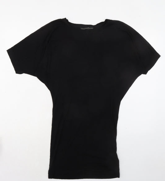 AllSaints Womens Black Viscose T-Shirt Dress Size 8 Round Neck Pullover