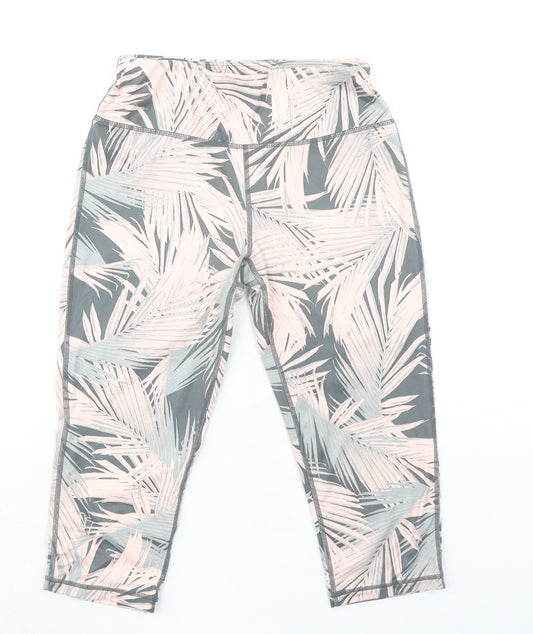 Sweaty Betty Womens Grey Geometric Polyester Compression Leggings Size XS - Leaf Print