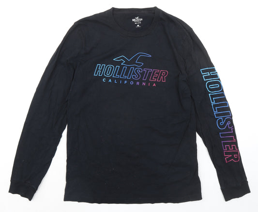 Hollister Mens Black Cotton T-Shirt Size M Round Neck