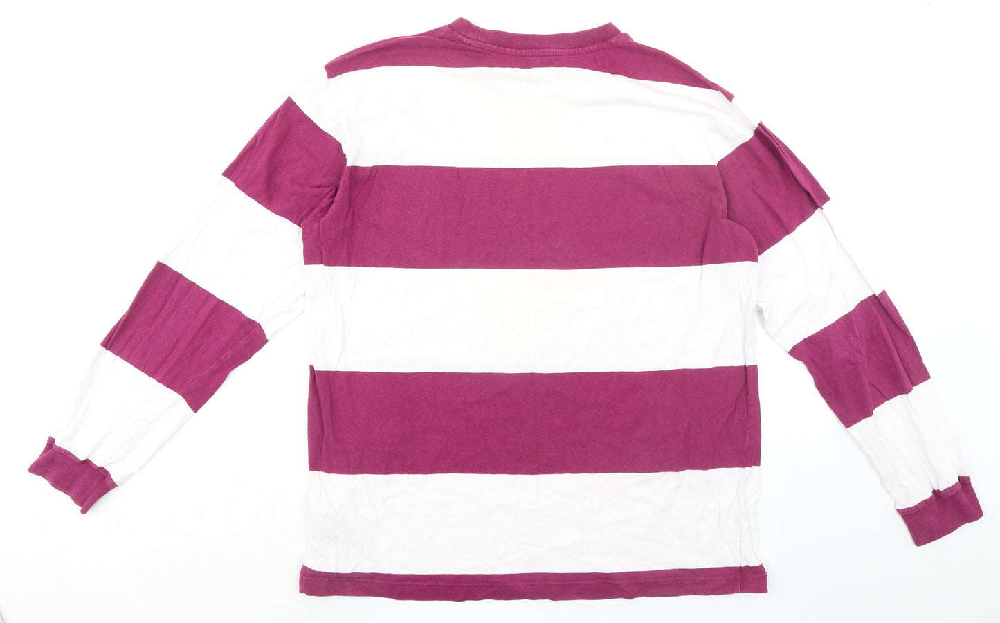 Gap Mens Purple Striped Cotton T-Shirt Size L Round Neck