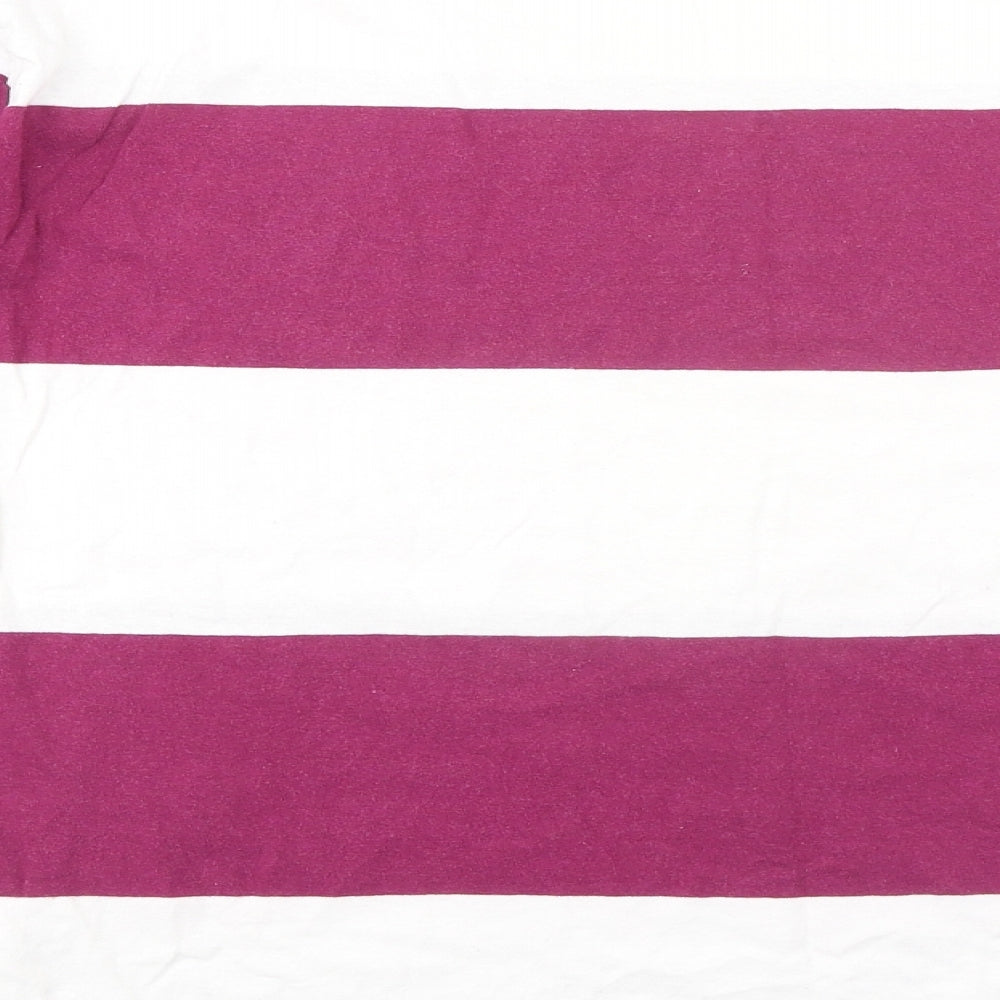 Gap Mens Purple Striped Cotton T-Shirt Size L Round Neck