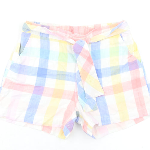 Seed Womens Multicoloured Plaid 100% Cotton Paperbag Shorts Size 10 Regular Pull On - Belted