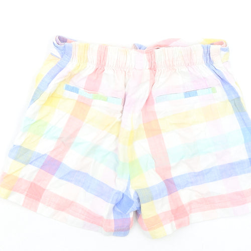 Seed Womens Multicoloured Plaid 100% Cotton Paperbag Shorts Size 10 Regular Pull On - Belted