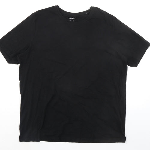 Livergy Mens Black Cotton T-Shirt Size 2XL Round Neck