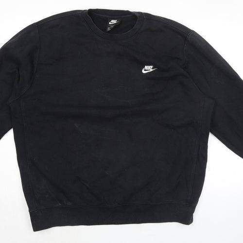 Nike Mens Black Cotton Pullover Sweatshirt Size XL