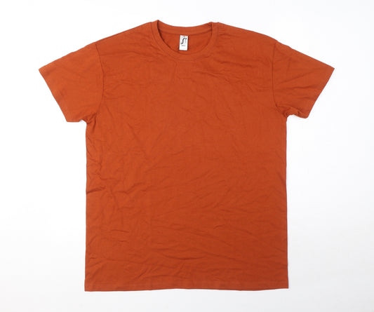 SOL'S Mens Orange Cotton T-Shirt Size M Round Neck