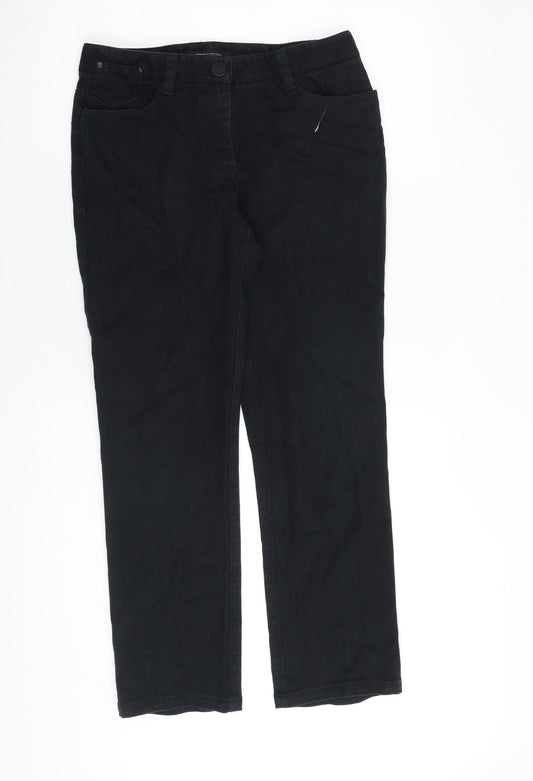 Etcetera Womens Black Cotton Straight Jeans Size 6 L28 in Regular Zip