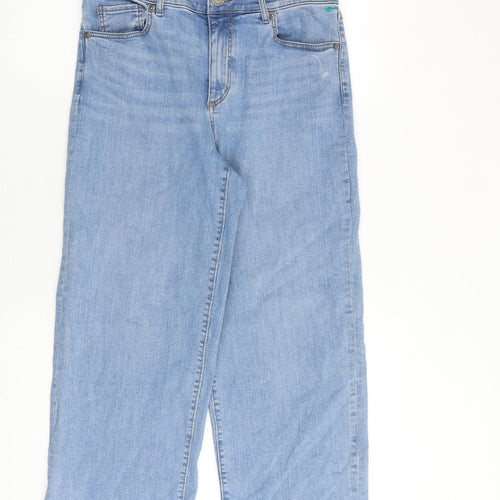 LOFT Womens Blue Cotton Wide-Leg Jeans Size 4 L25 in Regular Zip