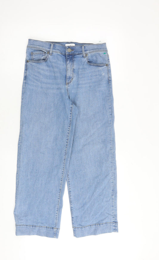LOFT Womens Blue Cotton Wide-Leg Jeans Size 4 L25 in Regular Zip