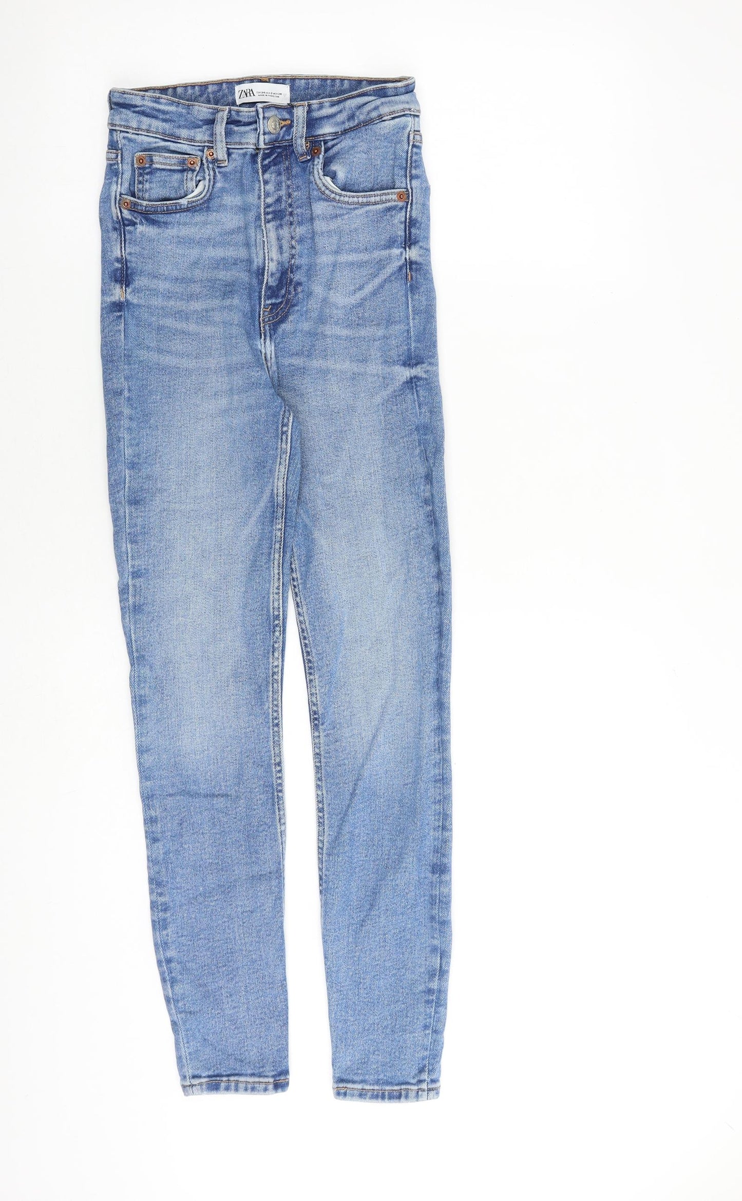 Zara Womens Blue Cotton Skinny Jeans Size 6 L28 in Slim Zip