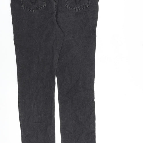 Marks and Spencer Womens Grey Cotton Straight Jeans Size 14 L28 in Regular Zip