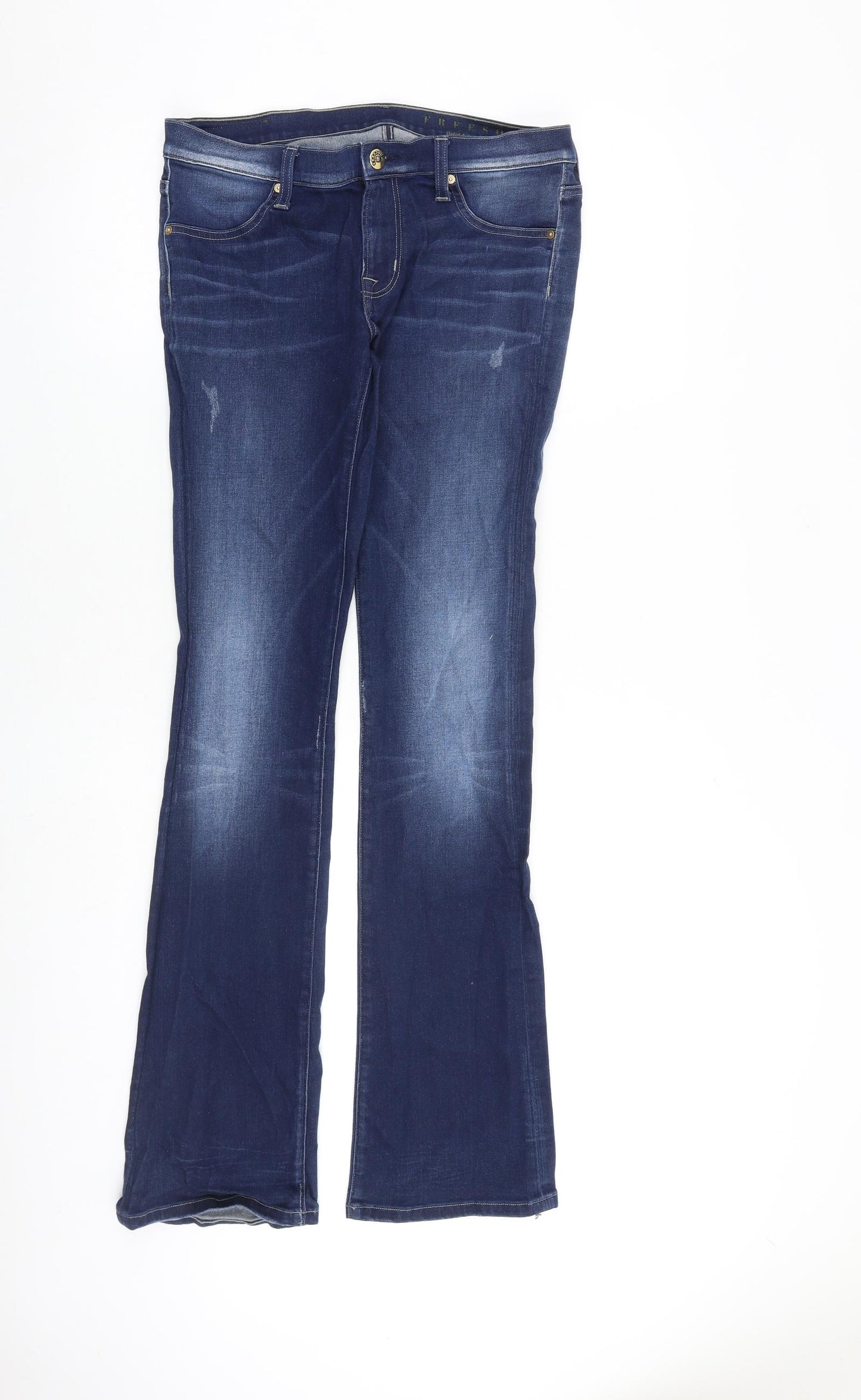 Freesoul Womens Blue Cotton Bootcut Jeans Size 32 in L34 in Regular Zip