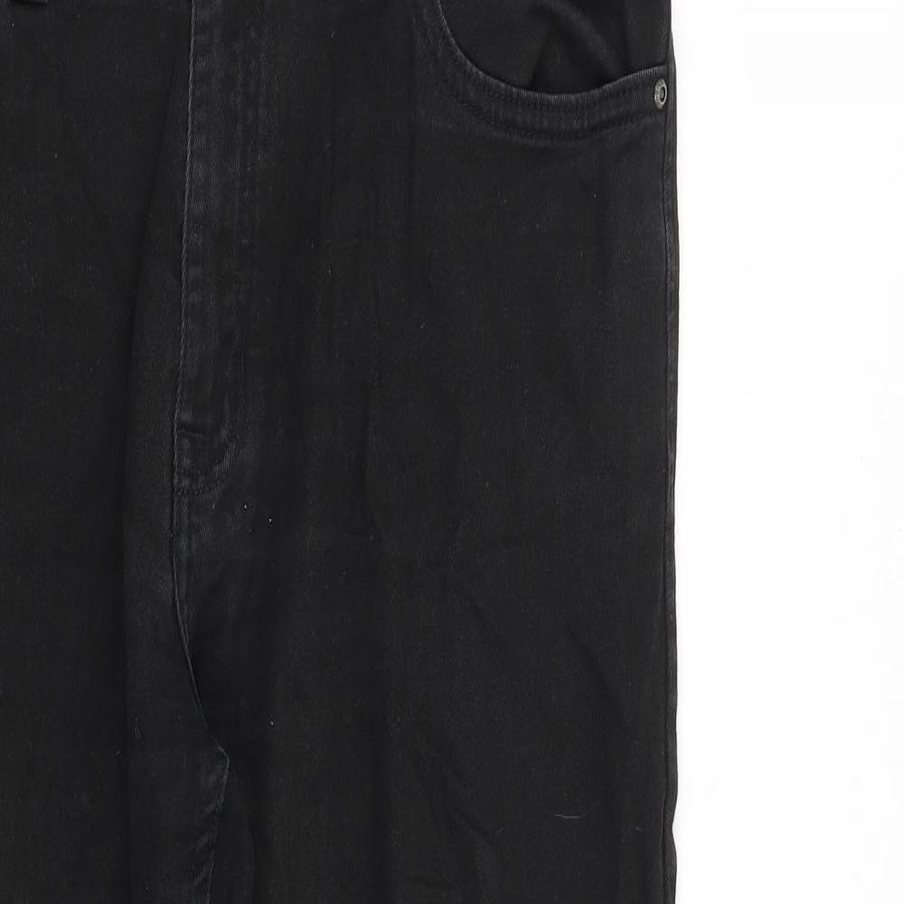 Marks and Spencer Mens Black Cotton Straight Jeans Size 36 in L29 in Regular Zip