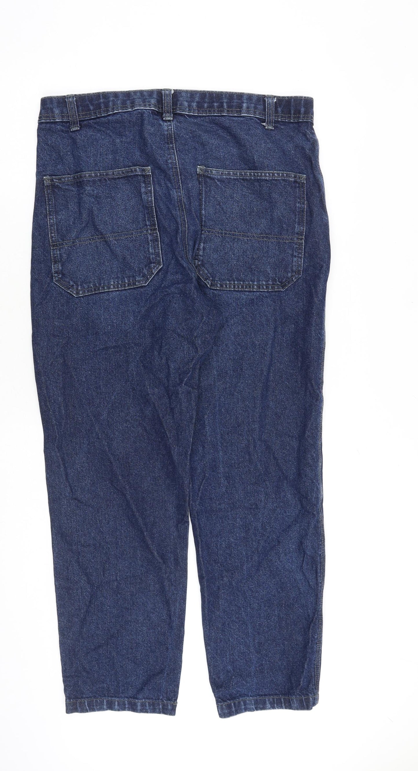 Denim & Co. Womens Blue Cotton Straight Jeans Size 34 in L30 in Regular Button