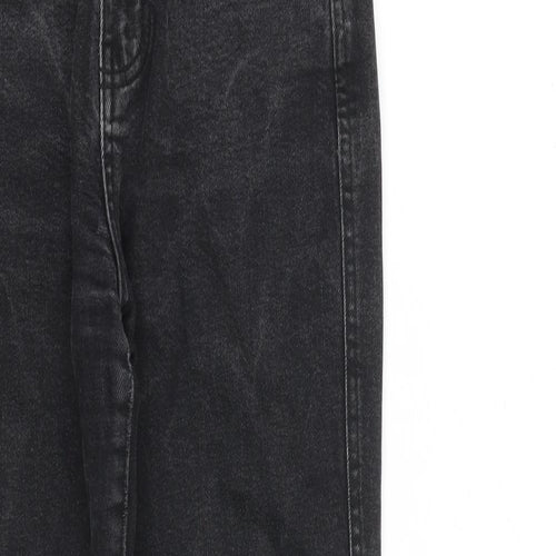 Pull&Bear Womens Grey Cotton Straight Jeans Size 6 L26 in Regular Zip - Raw Hem