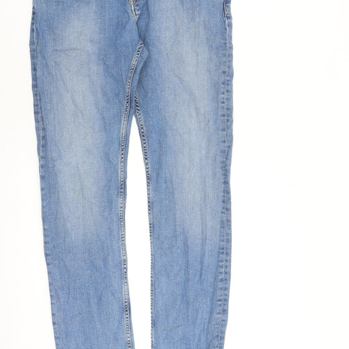 Topman Mens Blue Cotton Straight Jeans Size 34 in L31 in Slim Button