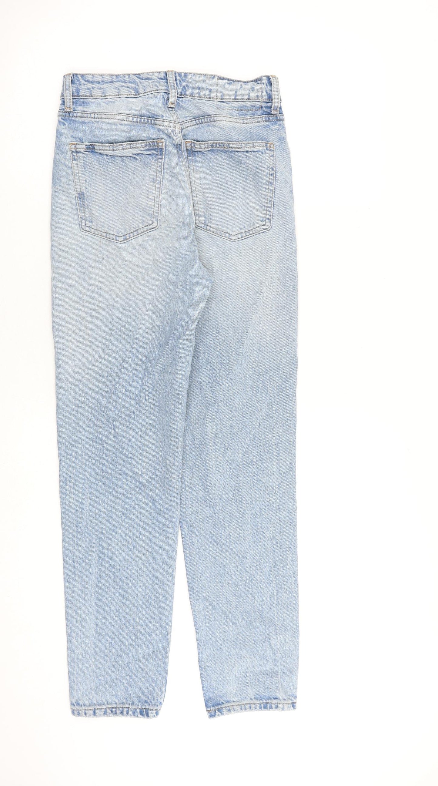 Zara Womens Blue Cotton Mom Jeans Size 6 L27 in Regular Zip