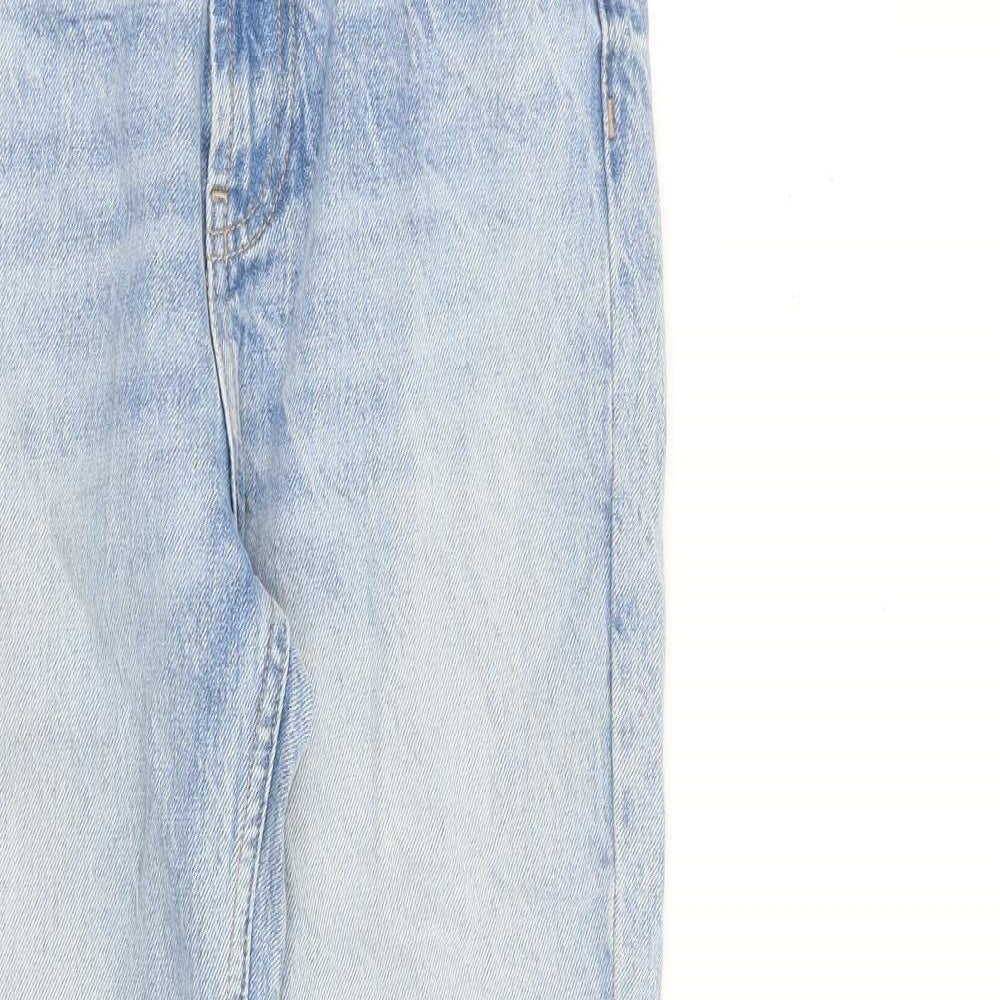Zara Womens Blue Cotton Mom Jeans Size 6 L27 in Regular Zip
