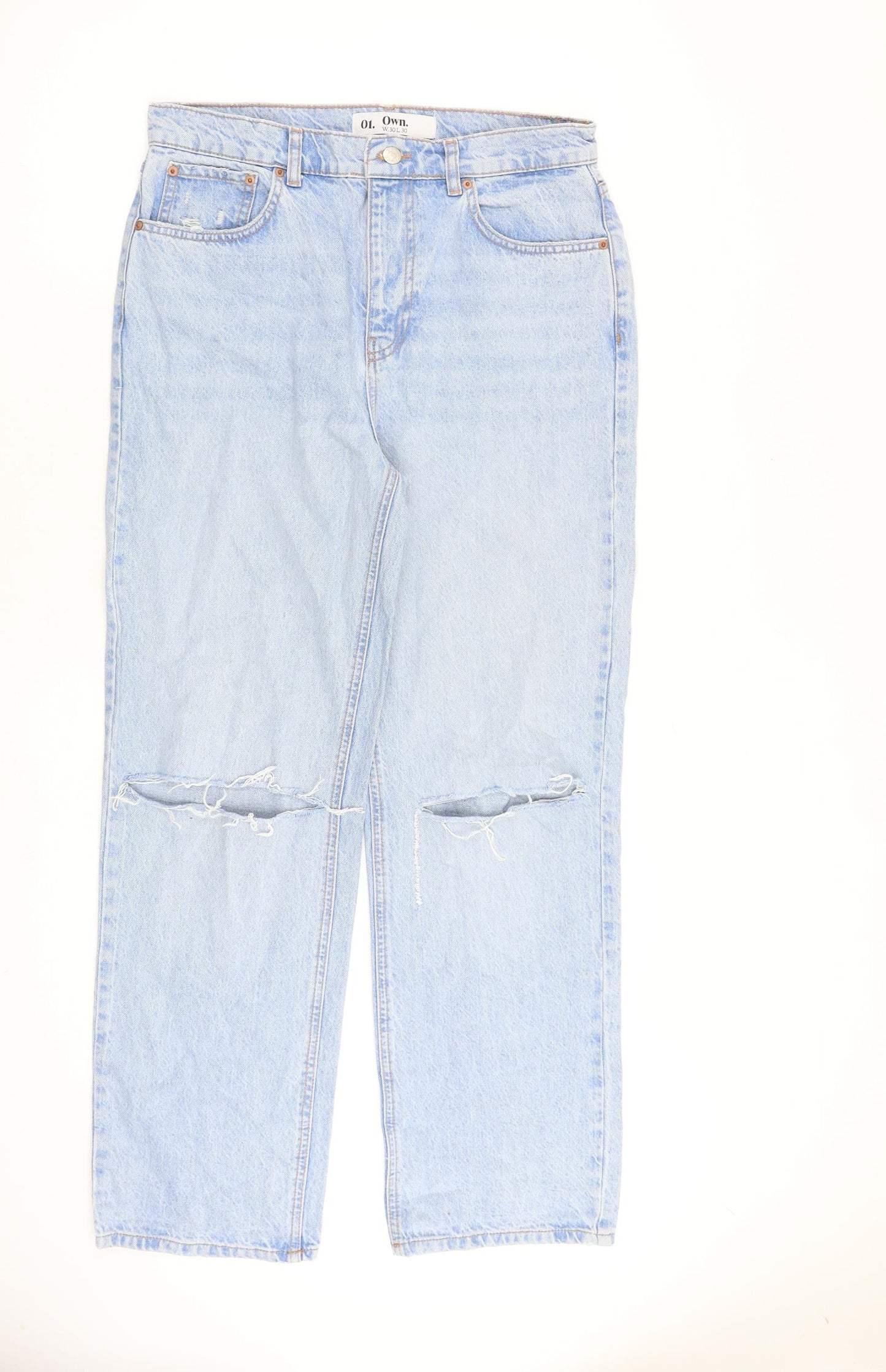 Own. Womens Blue Cotton Wide-Leg Jeans Size 30 in L30 in Regular Zip