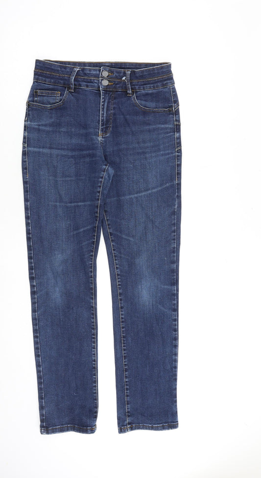 Jasper Conran Womens Blue Cotton Straight Jeans Size 12 L30 in Regular Zip