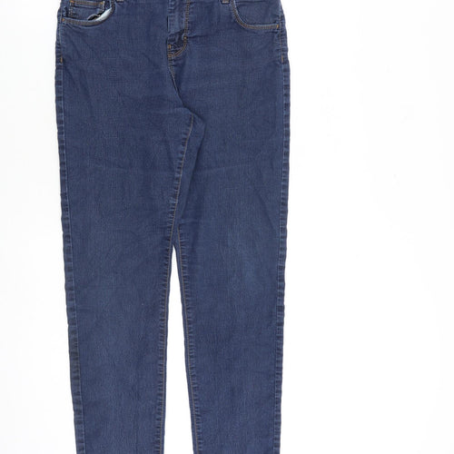 Dorothy Perkins Womens Blue Cotton Straight Jeans Size 14 L27 in Regular Zip
